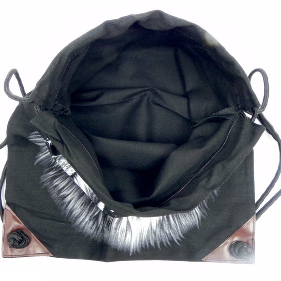 Wolf Print Black Canvas Tote - Picture 5 of 6